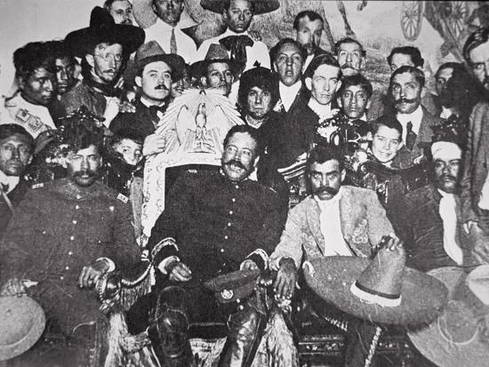 'General Pancho Villa and Emiliano Zapata with Comrades in the National