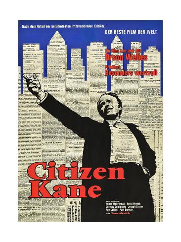 Vintage Movie advertising Poster reproduction. Black border Citizen Kane