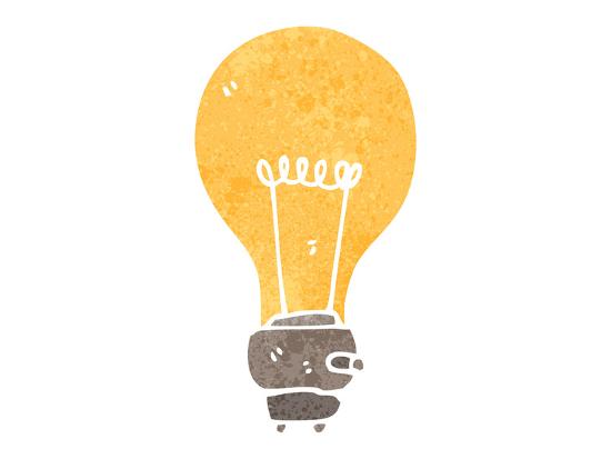 retro cartoon light bulb