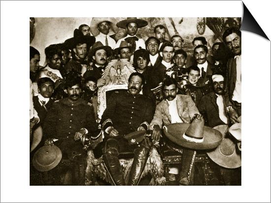Pancho Villa In The Presidential Chair With Emiliano Zapata At His