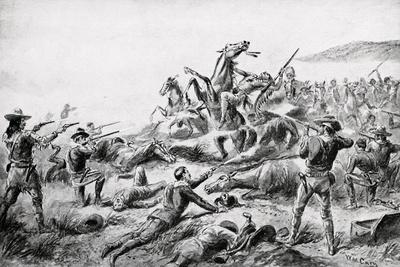 'Lithograph after a Painting of the Battle of Wounded Knee by W.M. Cary' Giclee Print ...