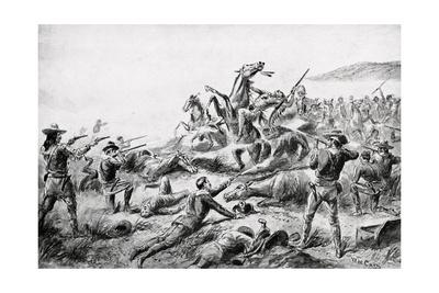 'Lithograph after a Painting of the Battle of Wounded Knee by W.M. Cary' Giclee Print ...