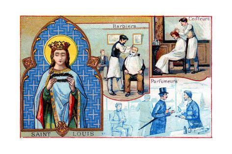 Saint Louis, Patron Saint of Barbers, Hairdressers and Stylists and Perfumiers, C.1910 Giclee