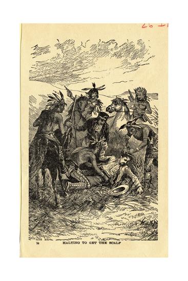 Illustration of Indians Scalping a Man Giclee Print at AllPosters.com