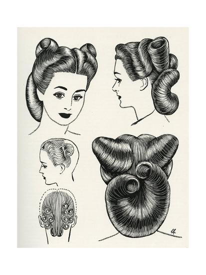 Circular Roll Hairstyle 1940s Giclee Print At Allposters Com