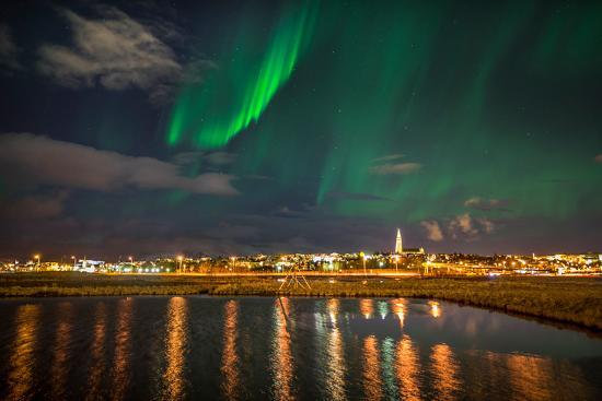 'Aurora Borealis or Northern Lights, Reykjavik, Iceland' Photographic