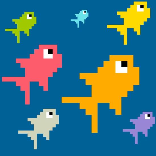 '8-Bit Pixel Art Multicolored Fish, Seamless Background Tile' Prints ...