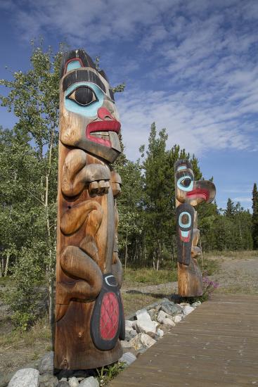 &lsquo;Totem Poles with Beaver Image in the Foreground&rsquo; Photographic Print