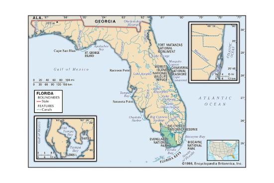 'Physical Map of Florida' Prints - | AllPosters.com