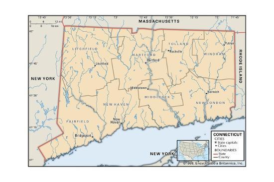 'Political Map of Connecticut' Prints | AllPosters.com