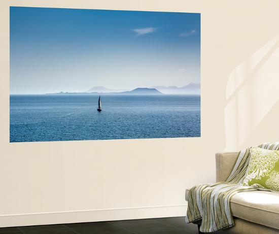 Sailing Boat And Fuerteventura From Playa Blanca Lanzarote Canary Islands Spain