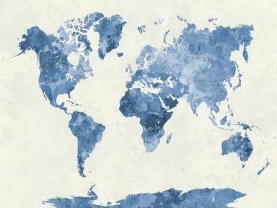 world map in watercolor