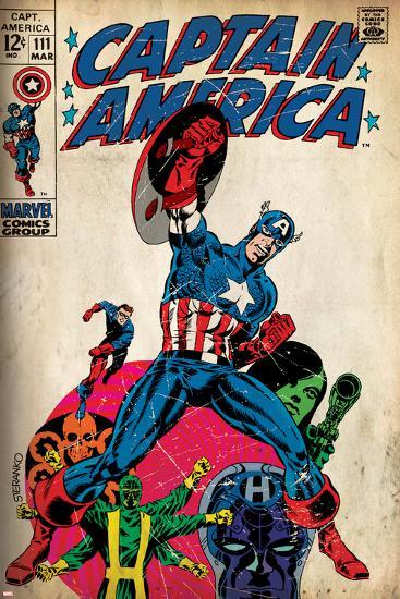 Marvel Comics Retro Captain America Comic Book Cover No 111 With
