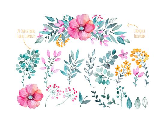 Vector Floral Set Colorful Purple Floral Collection With Leaves And Flowers Drawing Watercolor Art Katerinas Allposters Com Vector Floral Set Colorful Purple Floral Collection With Leaves And Flowers Drawing Watercolor Art Katerinas Allposters Com