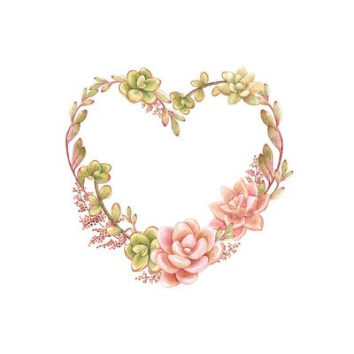 Holiday Wreath of Watercolor Succulents in the Form of Heart, Vector  Illustration in Vintage Style.' Posters - Nikiparonak | AllPosters.com