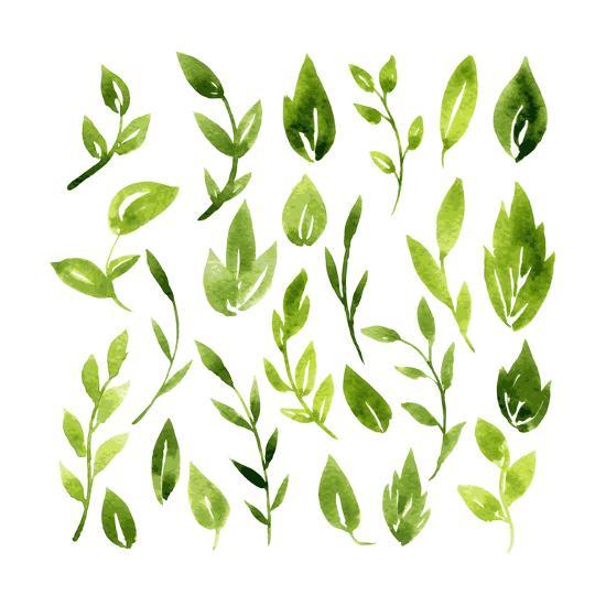 Download Vector Watercolor Green Leaves and Branches Print by cat ...