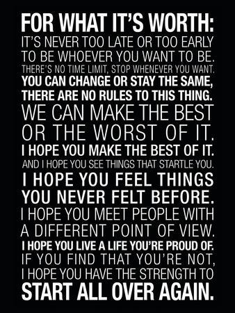 'For What It's Worth Quote (Black) Motivational Poster' Prints