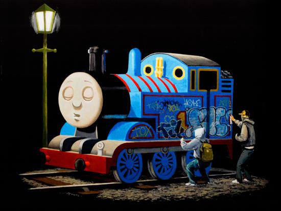 Download 'Graffiti on Sleeping Cartoon Train' Posters - | AllPosters.com