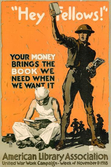 Hey Fellows American Library Association Wwi War Propaganda Art