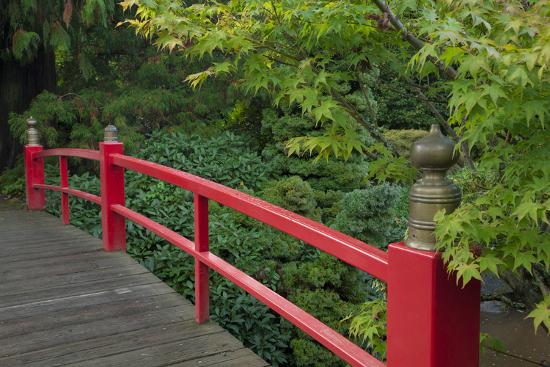 Red Bridge Kubota Japanese Garden Renton Washington Usa