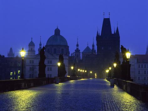 Czech Republic City Skyline Charles Bridge Framed Poster Picture I Prague