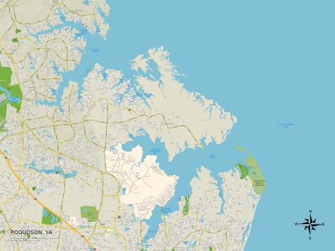 Political Map of Poquoson, VA Print at