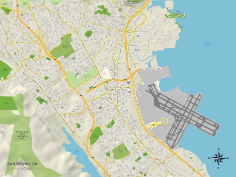 'Political Map of San Bruno, CA' Posters - | AllPosters.com