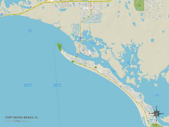 Political Map Of Fort Myers Beach Fl Art At Allposters Political Map Of Fort Myers Beach