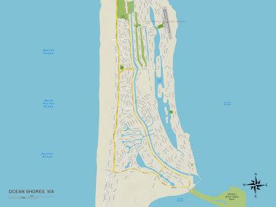 'Political Map of Ocean Shores, WA' Prints - | AllPosters.com