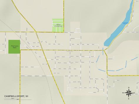 'Political Map of Campbellsport, WI' Prints