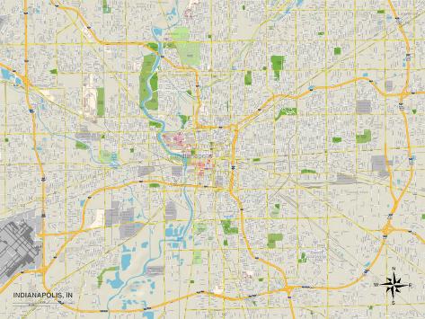 Political Map of Indianapolis, IN Art at AllPosters.com