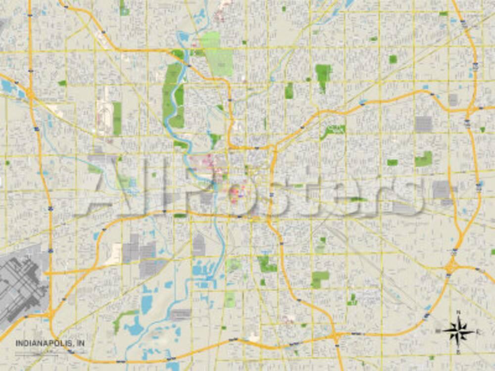 Political Map of Indianapolis, IN Art at AllPosters.com
