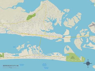 'Political Map of Morehead City, NC' Prints | AllPosters.com