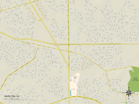 Political Map of Marlton, NJ Prints at