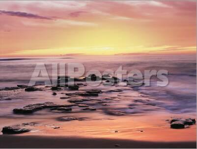 California San Diego Sunset Cliffs Tide Pools Reflecting The Sunset