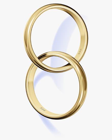 two interlocked wedding rings