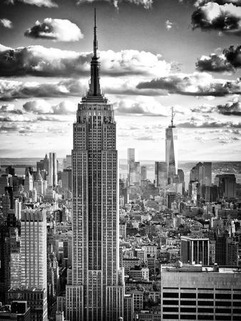 cityscape empire state building and one world trade center
