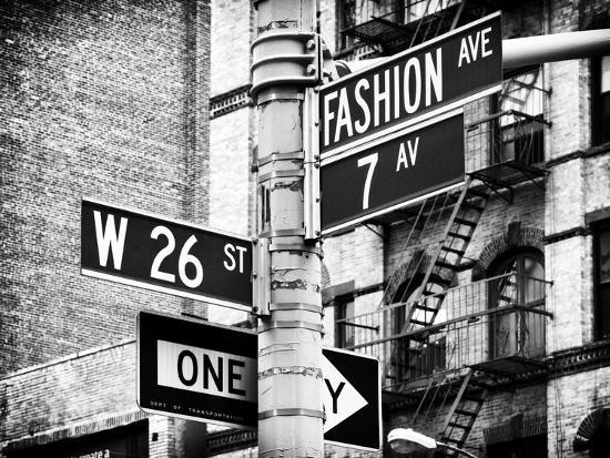 Signpost Fashion Ave Manhattan New York City United States Black And White Photography