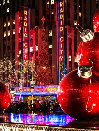 The Giant Christmas Ornaments On Sixth Avenue Across From The Radio The Giant Christmas Ornaments on Sixth Avenue across from the Radio City Music Hall by Night - The Giant Christmas Ornaments On Sixth Avenue Across From The Radio