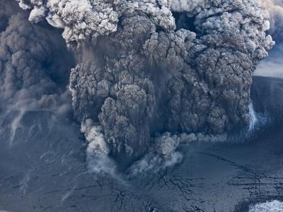  Eyjafjallajokull volcano  erupting in Iceland  