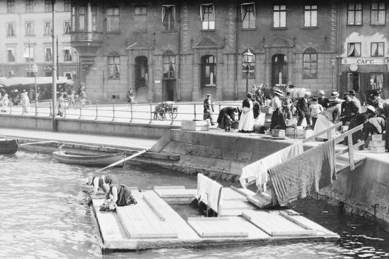 'Women Washing Clothes in Canal' Photographic Print ...