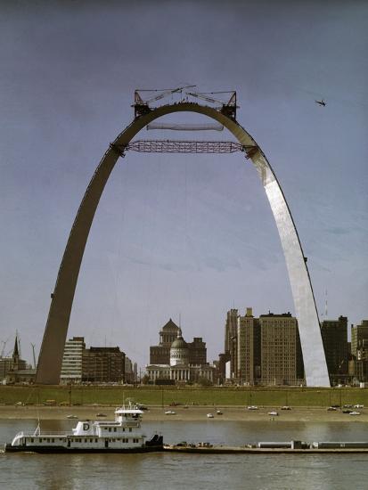 St Louis Arch Undergoing Construction Photographic Print at 0