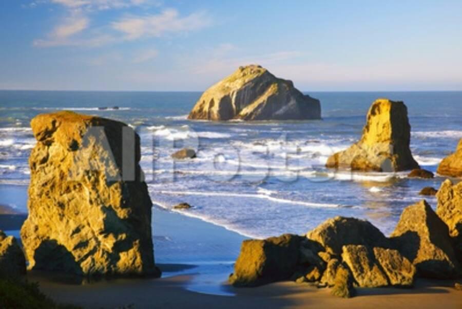 Rock Formations At Low Tide Bandon Beach Oregon Coast Pacific Northwest Pacific Ocean