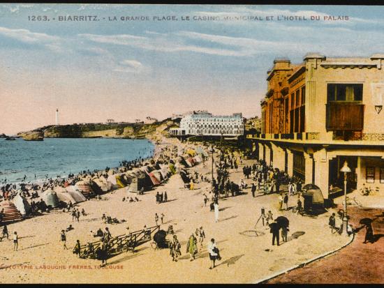 The Grande Plage At Biarritz With The Casino And The Hotel Du Palais
