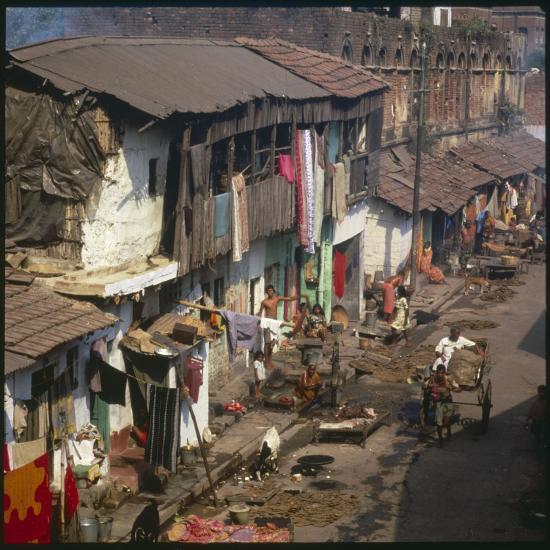 'Aerial View of Slum Housing in Calcutta, India' Photographic Print
