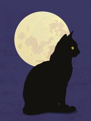 black cat and moon