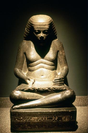 Granite Statue Of A Seated Ancient Egyptian Scribe From Karnak 17 18th Dynasty C1500 Bc Photographic Print Allposters Com