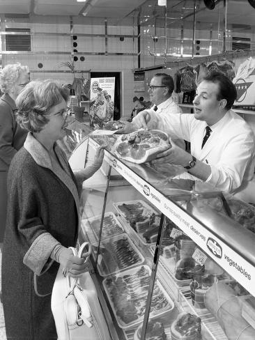 Scene Inside a Butchers Shop, Doncaster, South Yorkshire, 1965
