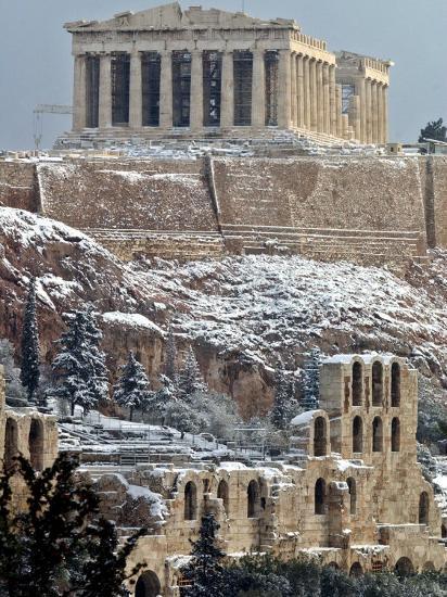the ancient parthenon and herod atticus theater on the acropolis