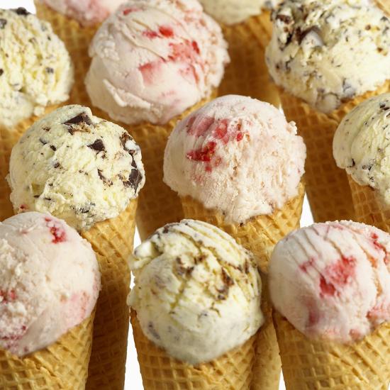 Ice Cream Cones with Different Kinds of Ice Cream Photographic Print by